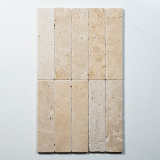 Tumbled Natural Beige Travertine Subway Tile 50mm x 200mm