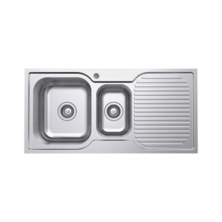 Fienza Tiva 980 Kitchen Sink 1.5 Bowl With Drainer Topmount 19L-9L 1TH 980X480X180mm