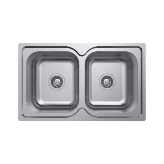 Fienza Tiva 780 Kitchen Sink Double Bowl Topmount 19L-19L 780X480X180mm