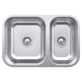 Fienza Tiva 670 Kitchen Sink Double Bowl 25L-13L Top/Undermount NTH 670X450X200mm