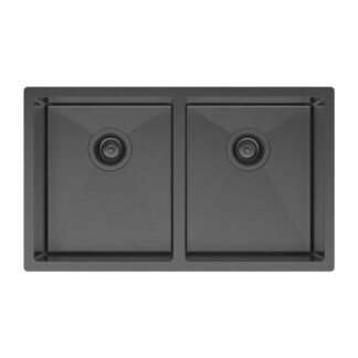 Fienza Hana Double Bowl Sink 27L-27L Carbon Metal Includes Sink Protect Top/Undermount 760X450X200mm