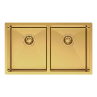 Fienza Hana Double Bowl Sink 27L-27L Rugged Brass Includes Sink Protect Top/Undermount 760X450X200mm