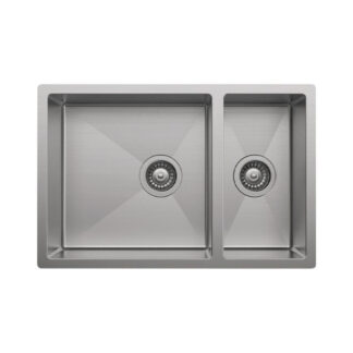 Fienza Hana Double Bowl Sink 30L-15L Top/Undermount NTH Includes 2 Waste 10 Mount Clips 680X450X200mm