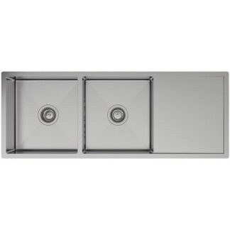 Fienza Hana Double Bowl Sink With Drainer 29L-29L Top/Undermount NTH 1180X450X200mm (14 Clips)