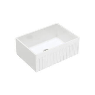 Fienza Charlton Butler Sink Small Reversible Fluted & Flat 690mm Fire Clay Gloss White
