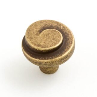 Castella Plume 30mm Knob Antique Brass