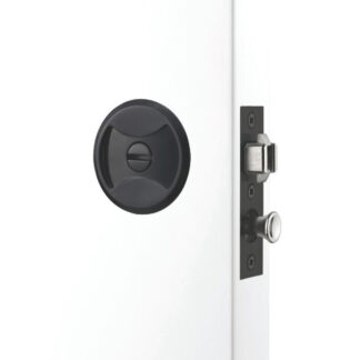 Lockwood Symmetry Round Cavity Sliding Door Privacy Set Matte Black Dp
