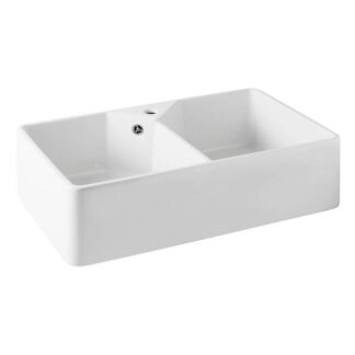 Turner Hastings Chester Double Flat Front Fine Fireclay Butler Sink with Overflow