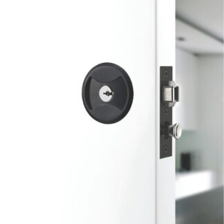 Lockwood Symmetry Round Cavity Sliding Door Entrance Set Matte Black Dp