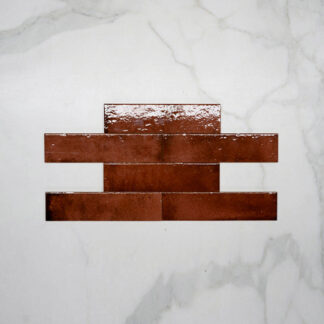Antique Red Andrea Subway Tile Textural Gloss 75 x 300 x 8mm Italian Porcelain Sample