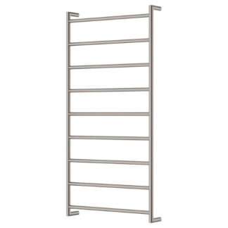 Fienza Kaya Round Heated Towel Rail 600X1200X100mm 9 Bars Brushed Nickel