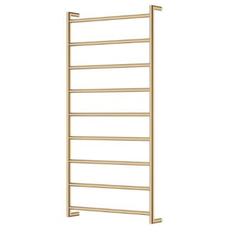 Fienza Kaya Round Heated Towel Rail 600X1200X100mm 9 Bars Urban Brass