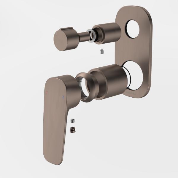 Caroma Contura II Bath/Shower Mixer with Diverter - Trim Kit - Brushed Bronze