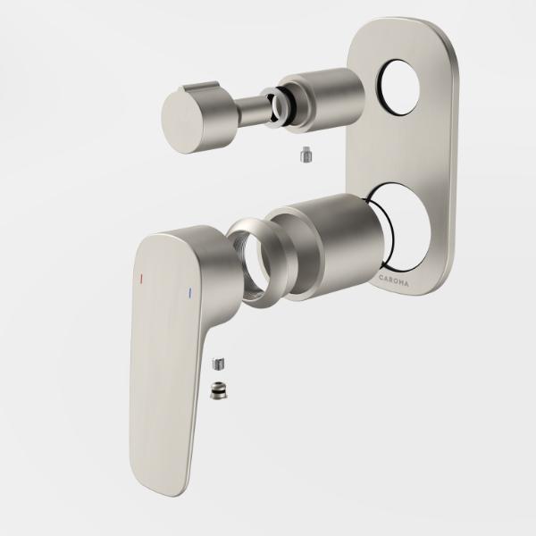 Caroma Contura II Bath/Shower Mixer with Diverter - Trim Kit - Brushed Nickel