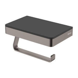 Fienza Tono Toilet Roll Holder With Glass Shelf Gun Metal