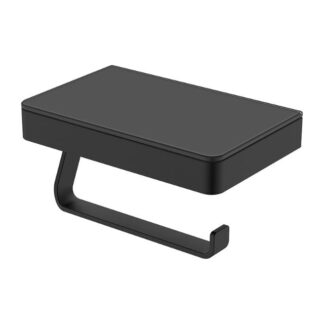 Fienza Tono Toilet Roll Holder With Glass Shelf Matte Black