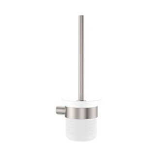 Fienza Empire Slim Toilet Brush and Glass Holder Brushed Nickel