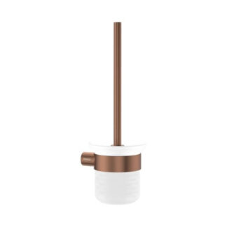 Fienza Empire Slim Toilet Brush and Glass Holder Brushed Copper