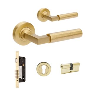 Zanda Zurich Hammered 70mm Key/Key Entrance Lever Set Satin Brass