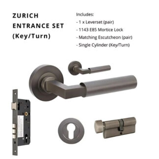Zanda Zurich Entrance Set 70mm Key/Turn Graphite Nickel
