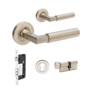 Zanda Zurich Fluted 60mm Key/Turn Entrance Lever Set Brushed Nickel