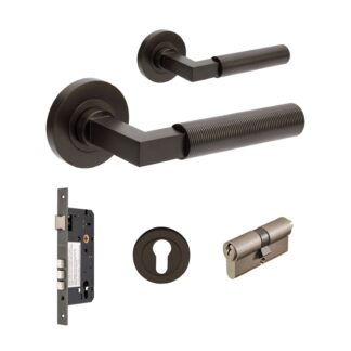 Zanda Zurich Fluted 70mm Key/Key Entrance Lever Set Graphite Nickel