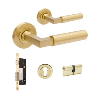 Zanda Zurich Fluted 70mm Key/Key Entrance Lever Set Satin Brass