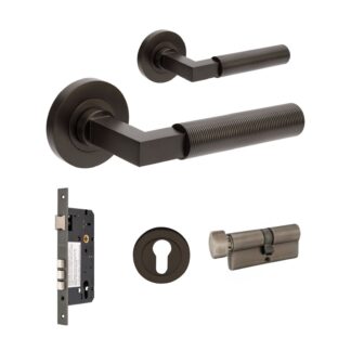 Zanda Zurich Fluted 70mm Key/Turn Entrance Lever Set Graphite Nickel
