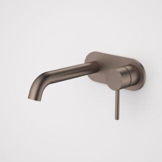 Caroma Liano II 175mm Wall Basin/Bath Mixer Round Plate - Brushed Bronze - Full Kit