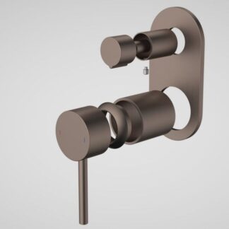 Caroma Liano II Bath/Shower Mixer With Diverter Trim Kit - Rounded Cover Plate - Brushed Bronze