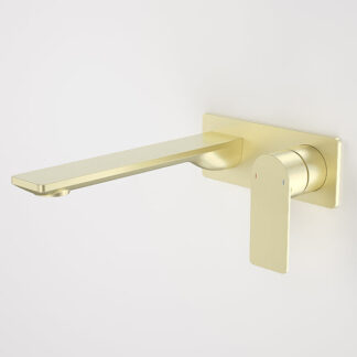 Caroma Urbane II 220mm Wall Basin/Bath Mixer Rectangle Brushed Brass - CLEARANCE