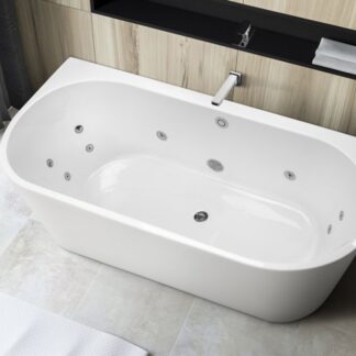 Decina Alegra Contour Back To Wall Freestanding Spa Bath 1500mm with Chrome Jets