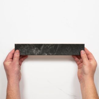 Matrix Black Marble Look Satin Porcelain Concave Subway Tile 50mm x 300mm