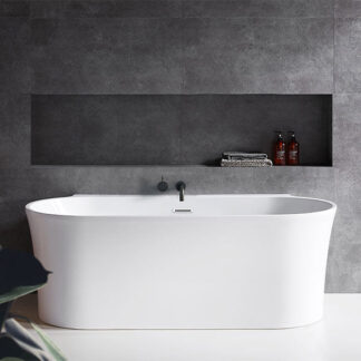 Decina Aurora 1500 Back to Wall Bath with Overflow Matte White