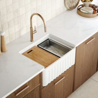 Bao Ceramic Farmhouse Sink & Accessories Pack 615mm - Gloss White