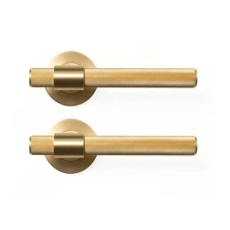 Momo Belgravia Knurled Dummy Lever Door Handle Set Brushed Satin Brass