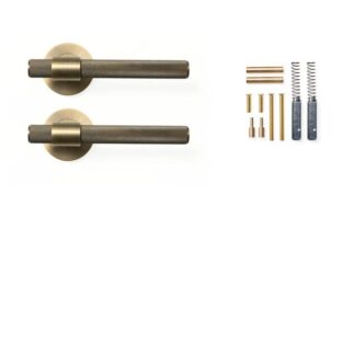 Momo Belgravia Knurled Dummy Lever Door Handle Set Dark Brushed Brass