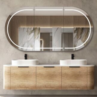 Otti Bondi Wall Hung Curve Vanity - Natural Oak