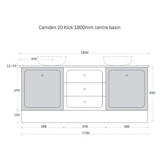 Marquis Camden Floor Standing Vanity on Kickboard with Caesarstone, Vasari or Dekton Top