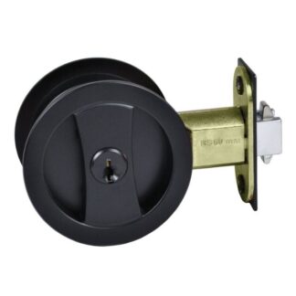 Nidus Lockable Sliding Cavity Door Round Backplate Entrance Set Include End Pull Matte Black