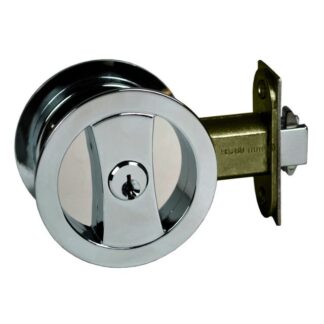 Nidus Lockable Sliding Cavity Door Round Backplate Entrance Set Include End Pull Polished Chrome