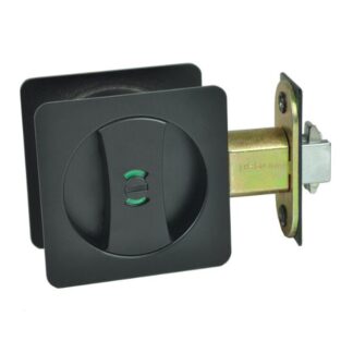 Nidus Lockable Sliding Cavity Door Square Backplate Privacy Set Include End Pull Matte Black