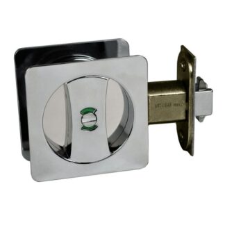 Nidus Lockable Sliding Cavity Door Square Backplate Privacy Set Include End Pull Polished Chrome