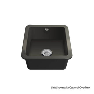 Turner Hastings Cuisine 46 x 46 Inset / Undermount Fine Fireclay Matte Black Sink With Overflow
