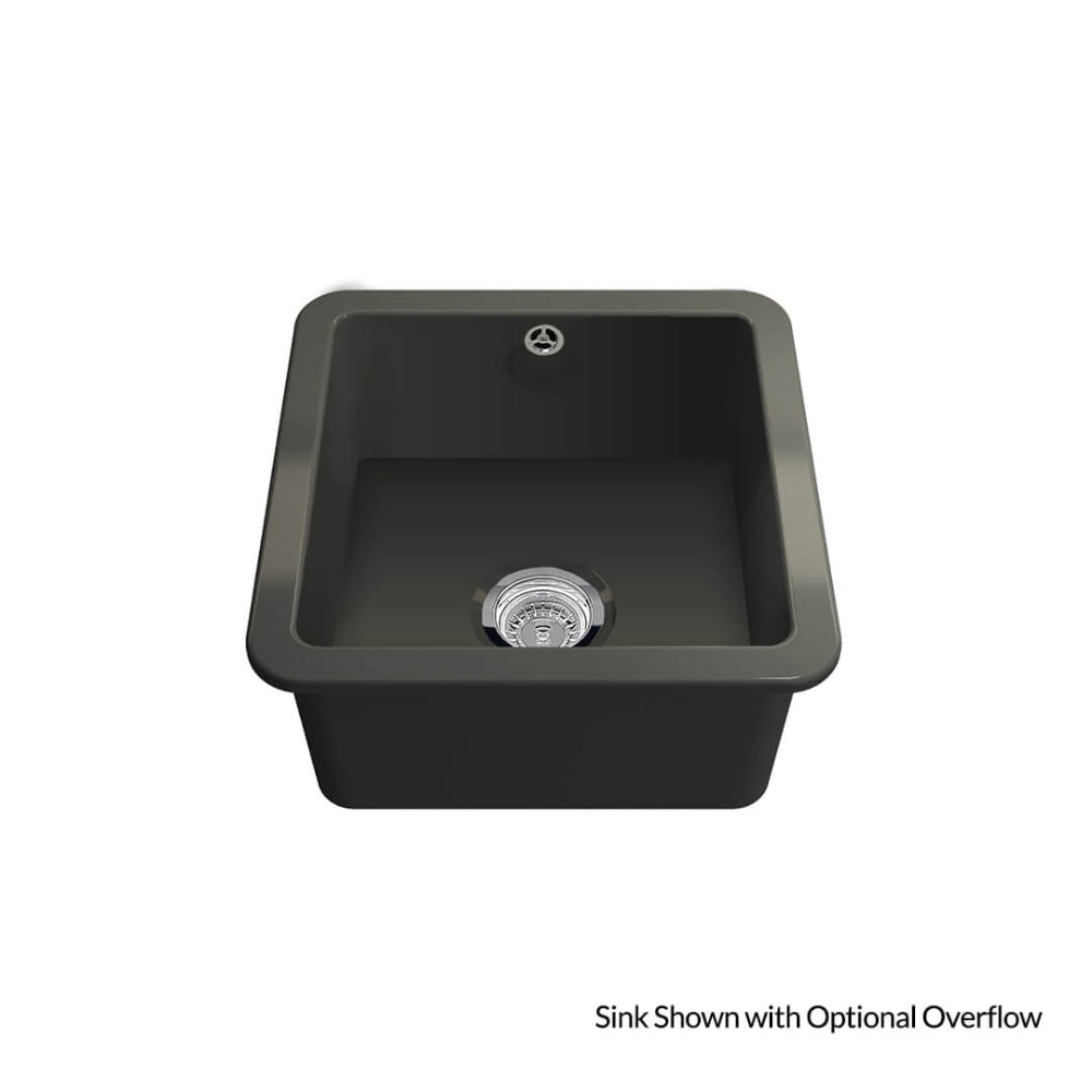 Turner Hastings Cuisine 46 x 46 Inset / Undermount Fine Fireclay Matte Black Sink With Overflow