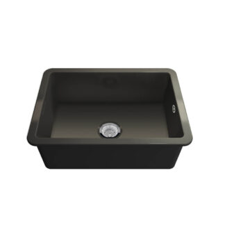 Turner Hastings Cuisine 68 x 48 Inset / Undermount Fine Fireclay Matte Black Sink With Overflow