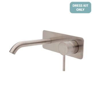 Fienza Kaya Basin/Bath Wall Mixer Dress Kit Set Rectangular Plate 160mm Outlet Brushed Nickel
