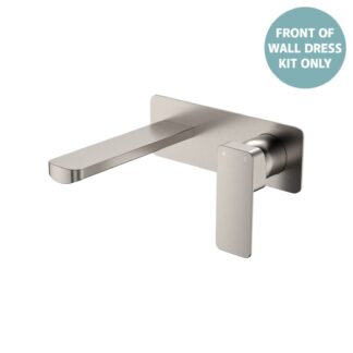 Fienza Tono Basin/Bath Wall Mixer Set Dress Kit Rectangular Plate 160mm Brushed Nickel