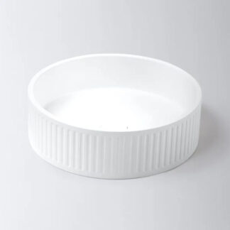 Eight Quarters 400mm Fluted Concrete Circle Above Counter Basin - White