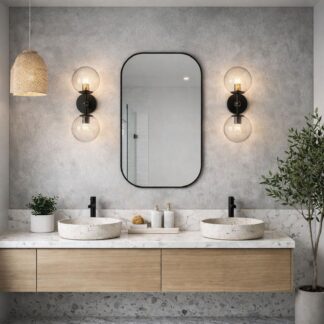 Telbix Eterna 2 Wall Light Black Clear